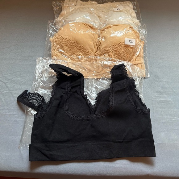 New Set of Three Lace Bras XL  Type of Sexy Sports Bra in Nude, Black and White - Picture 3 of 10
